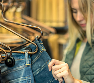 Woman tries to find savings while shopping