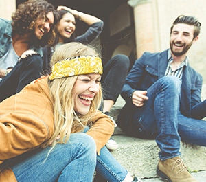 Friends laughing outside