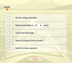 Select your financial goal for the financial goal calculator