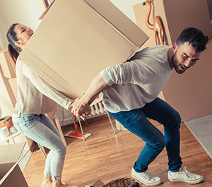 A couple moves into new home