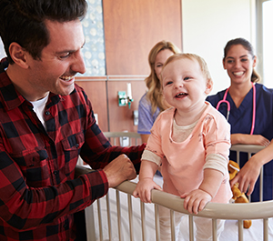 Parents with baby at the doctor