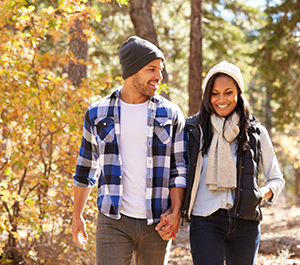 A couple discusses when to open a joint checking account