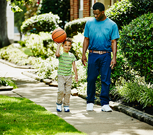 Single father spending time with young son
